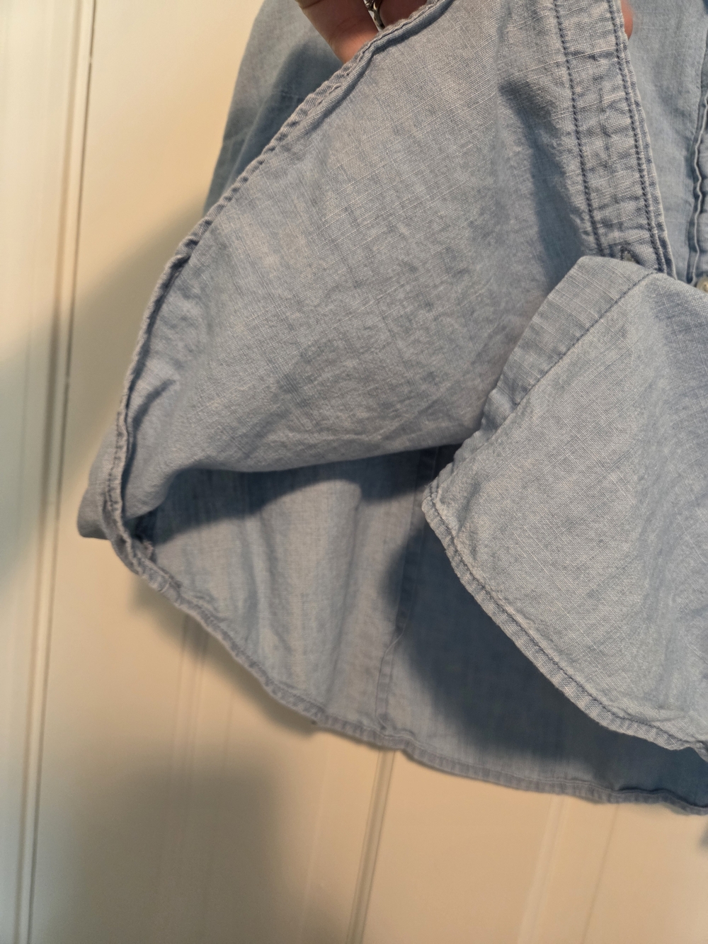 J. Crew Sleeveless Chambray Button-Front Shirt - Light Blue Size 2X - Picture 7 of 10